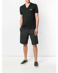 schwarzes T-Shirt mit einem V-Ausschnitt von Dolce & Gabbana