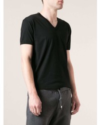 schwarzes T-Shirt mit einem V-Ausschnitt von Dolce & Gabbana