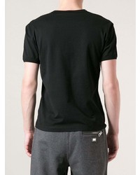 schwarzes T-Shirt mit einem V-Ausschnitt von Dolce & Gabbana