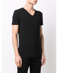 schwarzes T-Shirt mit einem V-Ausschnitt von Ermenegildo Zegna