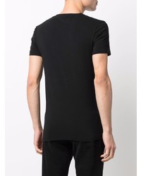 schwarzes T-Shirt mit einem V-Ausschnitt von Ermenegildo Zegna