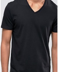 schwarzes T-Shirt mit einem V-Ausschnitt von Celio