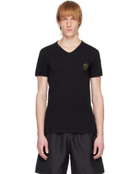 schwarzes T-Shirt mit einem V-Ausschnitt von Versace Underwear