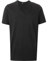 schwarzes T-Shirt mit einem V-Ausschnitt von Y-3