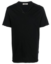 schwarzes T-Shirt mit einem V-Ausschnitt von Zadig & Voltaire