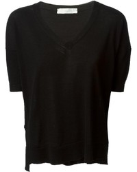 schwarzes T-Shirt mit einem V-Ausschnitt von Zanone