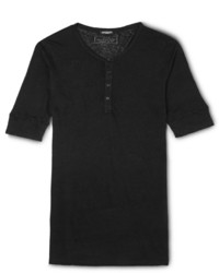 schwarzes T-shirt mit einer Knopfleiste von Balmain
