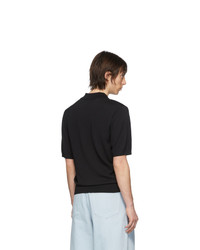 schwarzes T-shirt mit einer Knopfleiste von Dries Van Noten