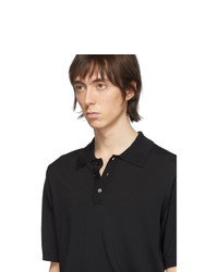 schwarzes T-shirt mit einer Knopfleiste von Dries Van Noten