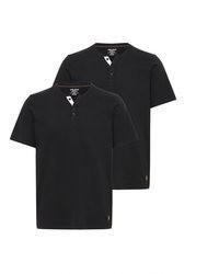 schwarzes T-shirt mit einer Knopfleiste von BLEND