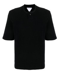 schwarzes T-shirt mit einer Knopfleiste von Bottega Veneta