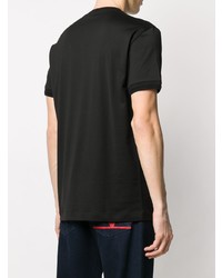 schwarzes T-shirt mit einer Knopfleiste von Dolce & Gabbana