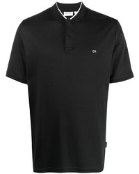 schwarzes T-shirt mit einer Knopfleiste von Calvin Klein