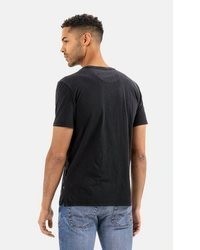 schwarzes T-shirt mit einer Knopfleiste von camel active