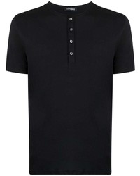 schwarzes T-shirt mit einer Knopfleiste von Cenere Gb