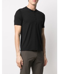 schwarzes T-shirt mit einer Knopfleiste von Cruciani