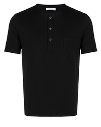 schwarzes T-shirt mit einer Knopfleiste von Cruciani