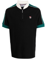 schwarzes T-shirt mit einer Knopfleiste von Fila