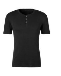 schwarzes T-shirt mit einer Knopfleiste von H.I.S