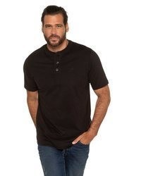 schwarzes T-shirt mit einer Knopfleiste von JP1880