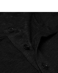 schwarzes T-shirt mit einer Knopfleiste von Balmain