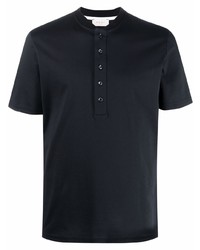 schwarzes T-shirt mit einer Knopfleiste von Low Brand