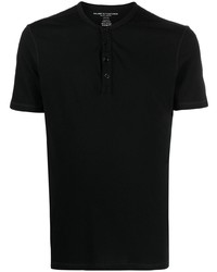 schwarzes T-shirt mit einer Knopfleiste von Majestic Filatures