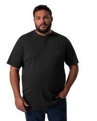 schwarzes T-shirt mit einer Knopfleiste von Men Plus