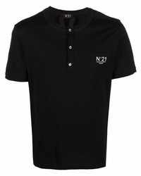 schwarzes T-shirt mit einer Knopfleiste von N°21