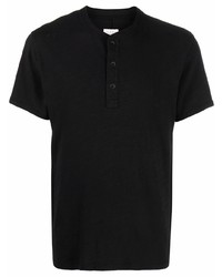 schwarzes T-shirt mit einer Knopfleiste von rag & bone