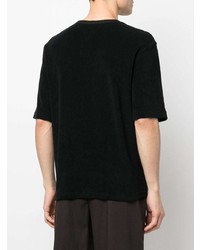 schwarzes T-shirt mit einer Knopfleiste von Bottega Veneta