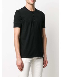 schwarzes T-shirt mit einer Knopfleiste von Tom Ford