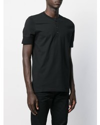 schwarzes T-shirt mit einer Knopfleiste von Tom Ford