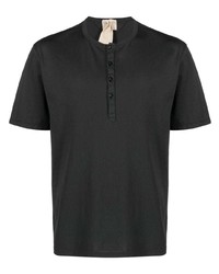 schwarzes T-shirt mit einer Knopfleiste von Ten C