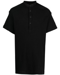 schwarzes T-shirt mit einer Knopfleiste von Yohji Yamamoto
