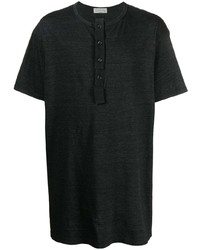 schwarzes T-shirt mit einer Knopfleiste von Yohji Yamamoto