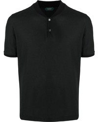 schwarzes T-shirt mit einer Knopfleiste von Zanone