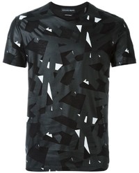 schwarzes T-shirt mit geometrischem Muster von Alexander McQueen