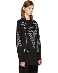 schwarzes T-shirt mit geometrischem Muster von Marcelo Burlon County of Milan