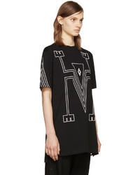 schwarzes T-shirt mit geometrischem Muster von Marcelo Burlon County of Milan