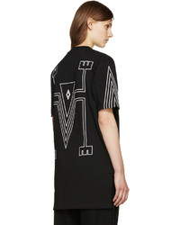 schwarzes T-shirt mit geometrischem Muster von Marcelo Burlon County of Milan