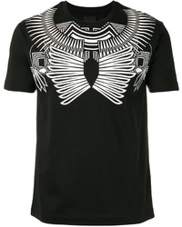 schwarzes T-shirt mit geometrischem Muster von Les Hommes
