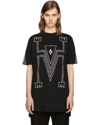 schwarzes T-shirt mit geometrischem Muster von Marcelo Burlon County of Milan
