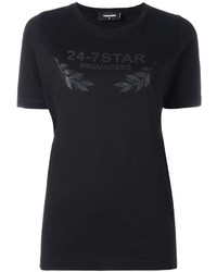 schwarzes T-shirt mit Sternenmuster von Dsquared2