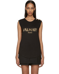 schwarzes T-shirt von Balmain