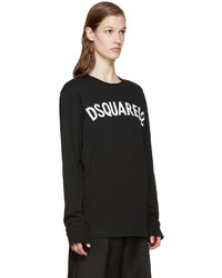 schwarzes T-shirt von Dsquared2