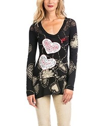 schwarzes T-shirt von Desigual