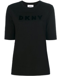 schwarzes T-shirt von DKNY