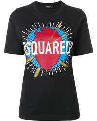 schwarzes T-shirt von Dsquared2
