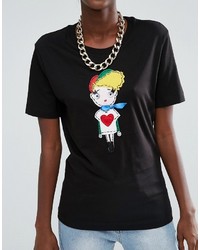 schwarzes T-shirt von Love Moschino